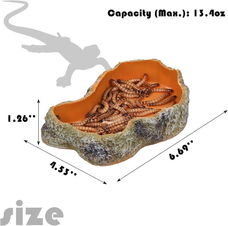 IBWell 7 Inch Reptile Food Dish Escape Proof Reptile Feeding Dish Resin Reptile Water Food Bowl for Bearded Dragon Chameleon Frog Snake Turtle Leopard Gecko - Image 2